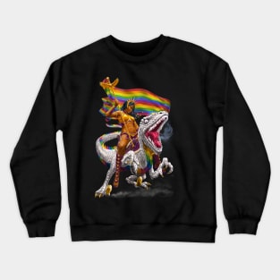 Rainbow Velociraptor Warrior Crewneck Sweatshirt